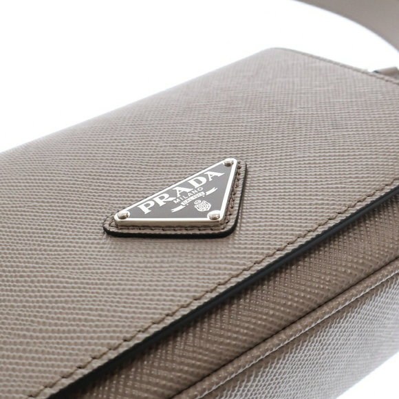 Prada Saffiano Leather Shoulder Bag Triangle Gray - Picture 5 of 5